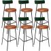 Kit 06 Banquetas Alta Bar Cozinha Sala Jantar Milão L02 Facto Verde Couríssimo Camel - Lyam Decor