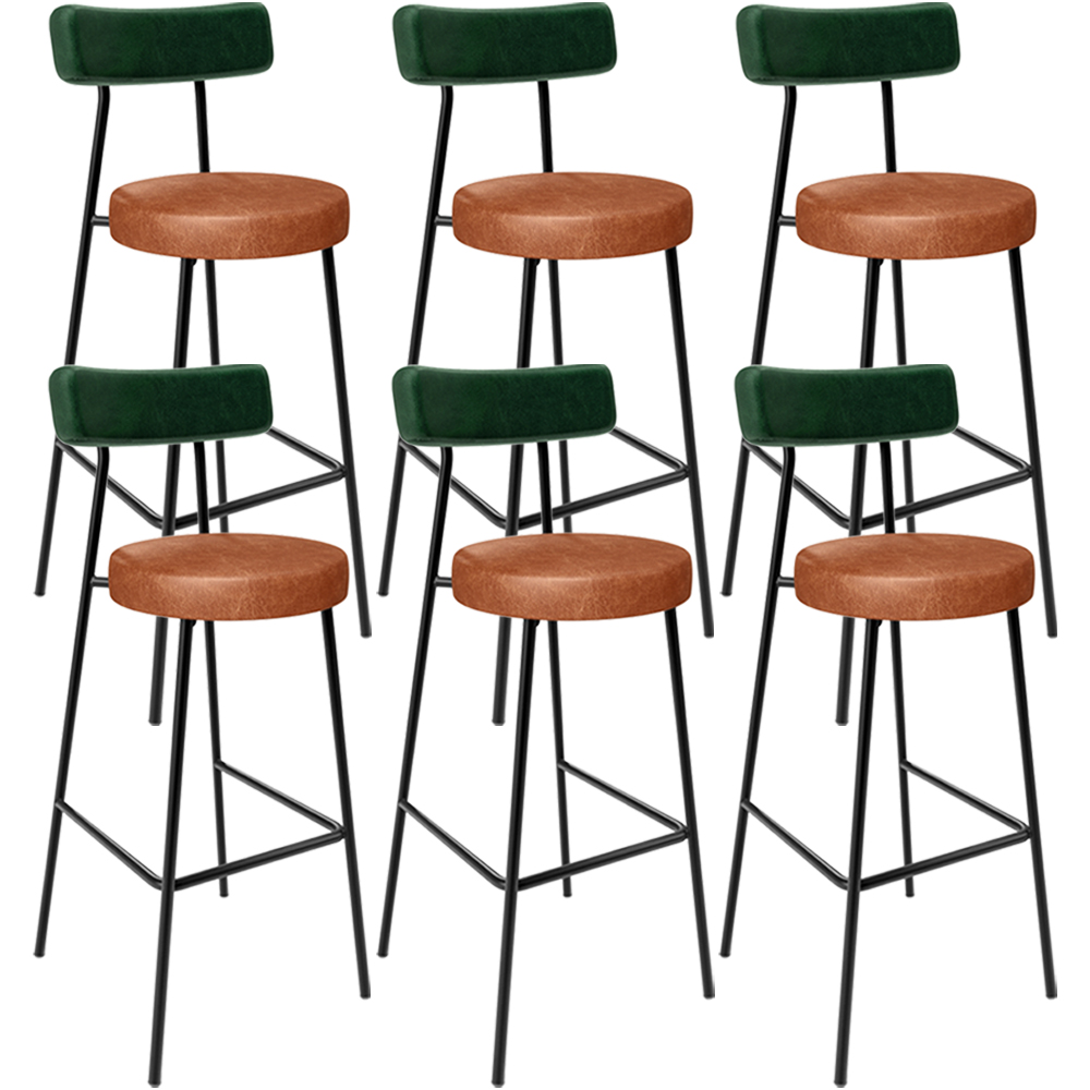 Kit 06 Banquetas Alta Bar Cozinha Sala Jantar Milão L02 Facto Verde Couríssimo Camel - Lyam Decor