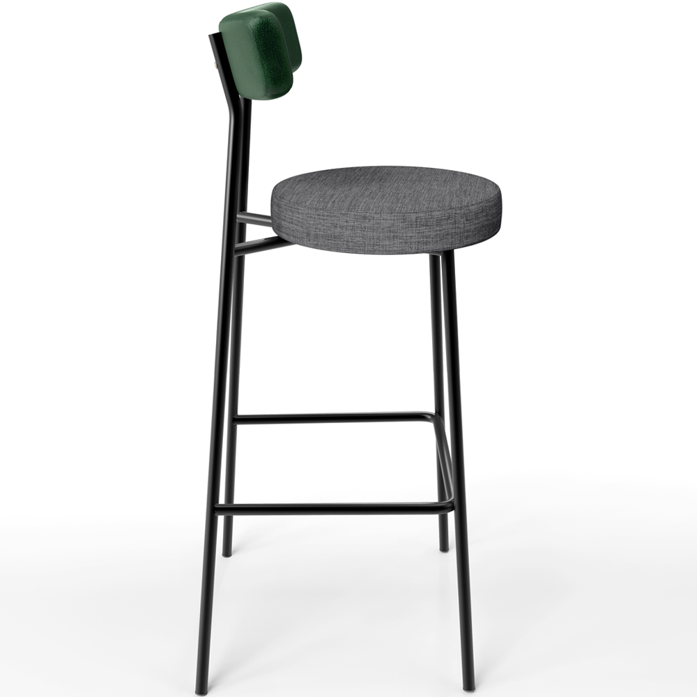 Kit 06 Banquetas Alta Bar Cozinha Sala Jantar Milão L02 Facto Verde Linho Cinza Escuro - Lyam Decor