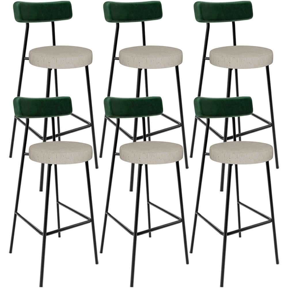 Kit 06 Banquetas Alta Bar Cozinha Sala Jantar Milão L02 Facto Verde Musgo Linho Bege - Lyam Decor
