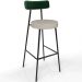 Kit 06 Banquetas Alta Bar Cozinha Sala Jantar Milão L02 Facto Verde Musgo Linho Bege - Lyam Decor