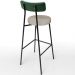 Kit 06 Banquetas Alta Bar Cozinha Sala Jantar Milão L02 Facto Verde Musgo Linho Bege - Lyam Decor