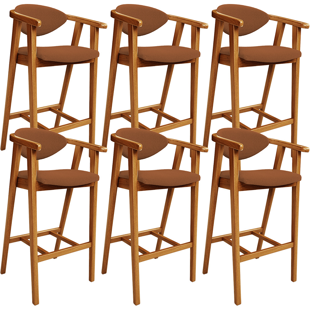 Kit 06 Banquetas Alta Cozinha Bancada Bar Sala de Jantar Fixa Cecília L02 Bouclê Terracota - Lyam