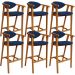 Kit 06 Banquetas Alta Cozinha Bancada Bar Sala de Jantar Fixa Cecília L02 Suede Azul Marinho - Lyam
