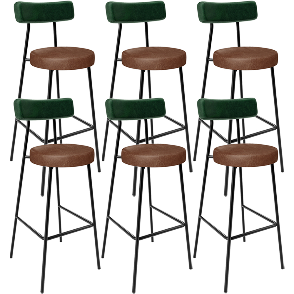 Kit 06 Banquetas Alta Cozinha Sala De Jantar Milão L02 Facto Verde Couríssimo Marrom - Lyam Decor