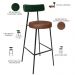 Kit 06 Banquetas Alta Cozinha Sala De Jantar Milão L02 Facto Verde Couríssimo Marrom - Lyam Decor