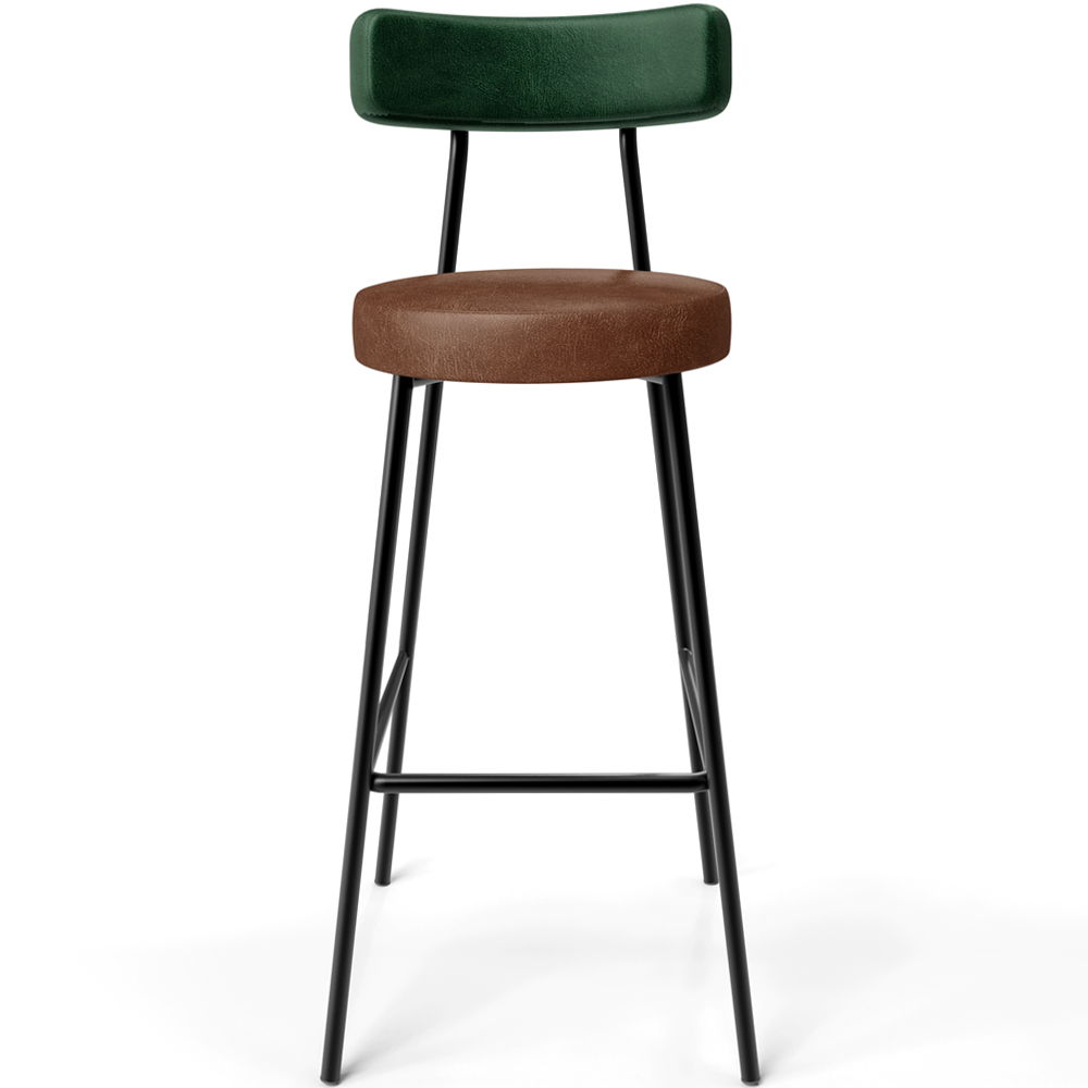 Kit 06 Banquetas Alta Cozinha Sala De Jantar Milão L02 Facto Verde Couríssimo Marrom - Lyam Decor