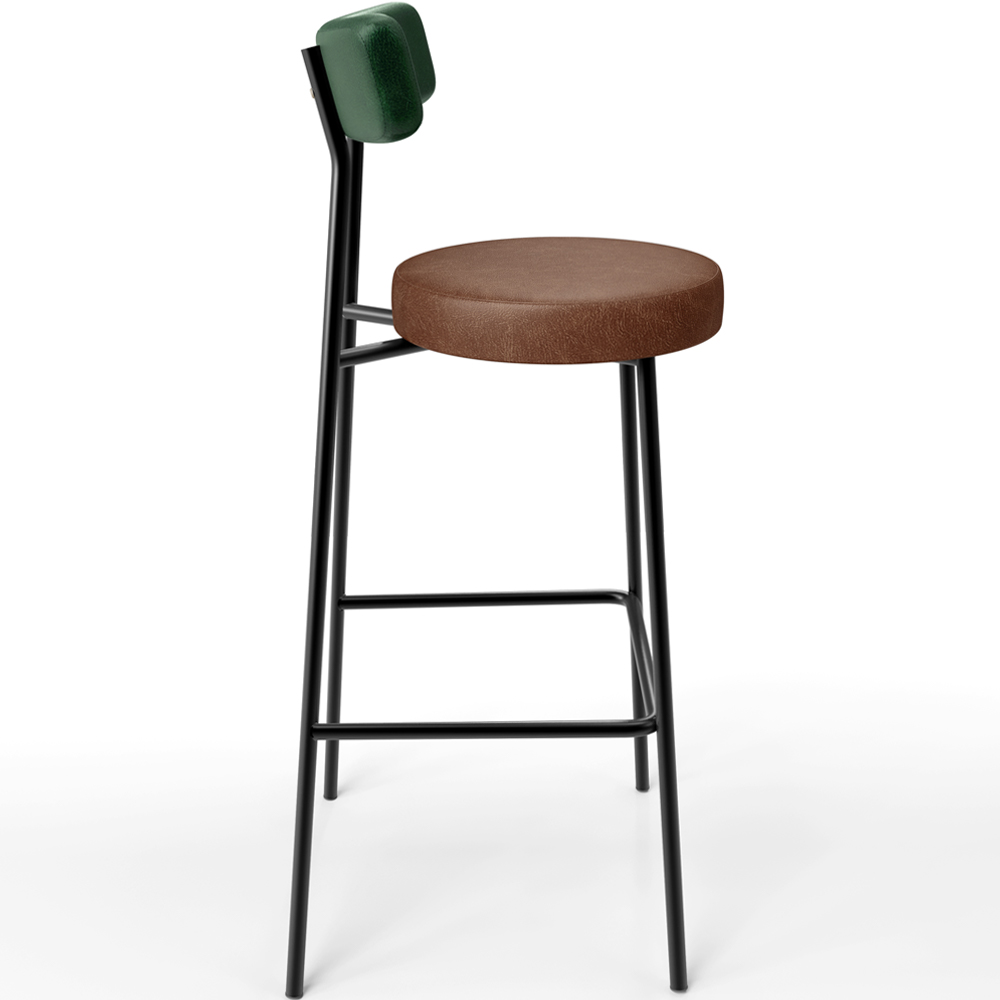 Kit 06 Banquetas Alta Cozinha Sala De Jantar Milão L02 Facto Verde Couríssimo Marrom - Lyam Decor