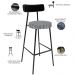 Kit 06 Banquetas Alta Cozinha Sala Jantar Em Aço Milão L02 Couríssimo Preto Pied Poule - Lyam Decor