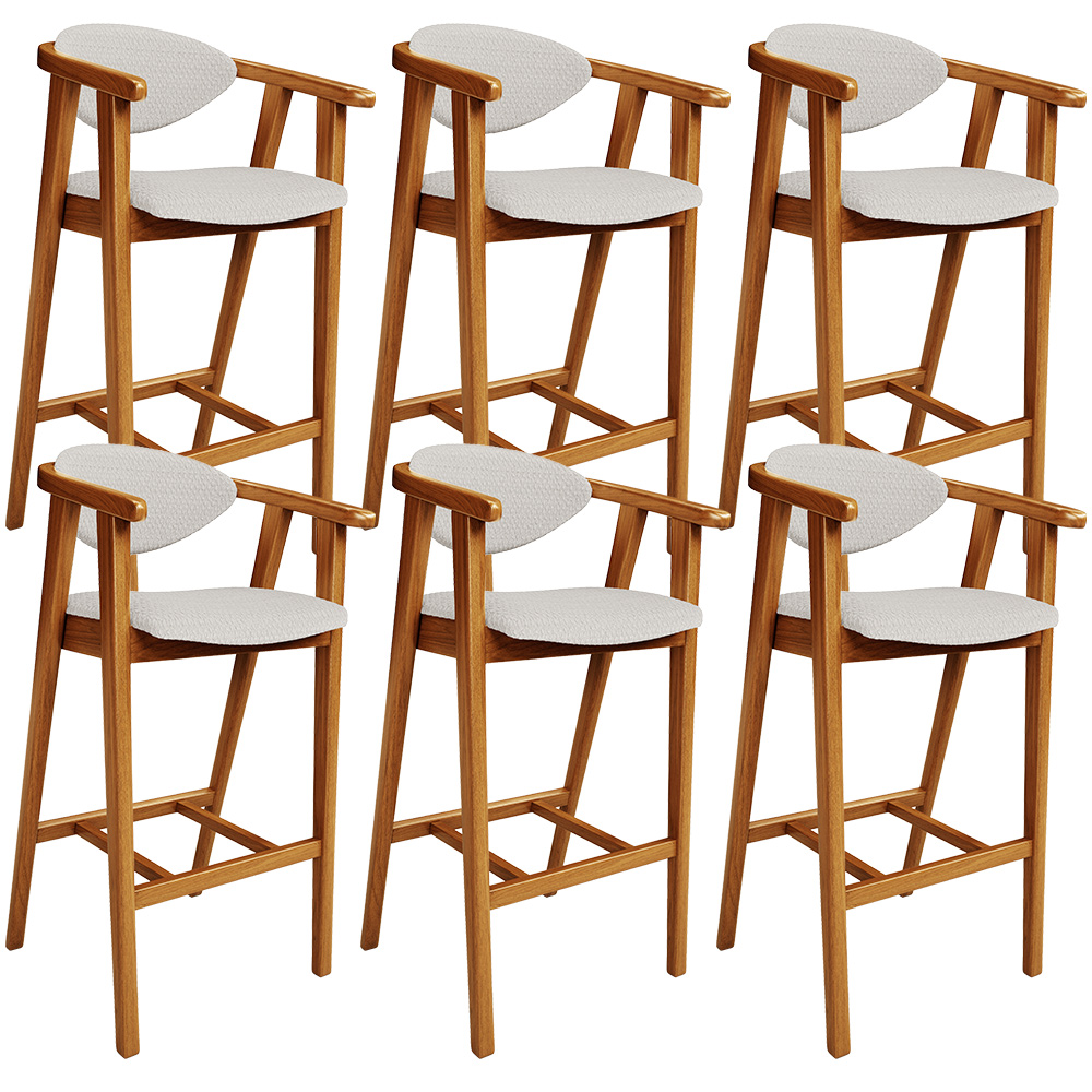 Kit 06 Banquetas Alta Para Cozinha Bancada Bar Sala de Jantar Fixa Cecília L02 Bouclê Cru - Lyam