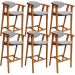 Kit 06 Banquetas Alta Para Cozinha Bancada Bar Sala de Jantar Fixa Cecília L02 Suede Cinza - Lyam