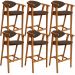 Kit 06 Banquetas Alta Para Cozinha Bancada Bar Sala de Jantar Fixa Cecília L02 Suede Marrom - Lyam