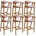 Kit 06 Banquetas Alta Para Cozinha Bancada Bar Sala de Jantar Fixa Cecília L02 Suede Rosê - Lyam