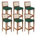 Kit 06 Banquetas Alta Para Cozinha Encosto em Tela Branco Zion L02 Suede Verde Musgo - Lyam Decor