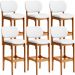 Kit 06 Banquetas Alta Para Cozinha Madeira Fixa Betta L02 Imbuia Facto Branco - Lyam Decor