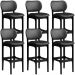 Kit 06 Banquetas Alta Para Cozinha Madeira Fixa Betta L02 Preto Couríssimo Preto - Lyam Decor