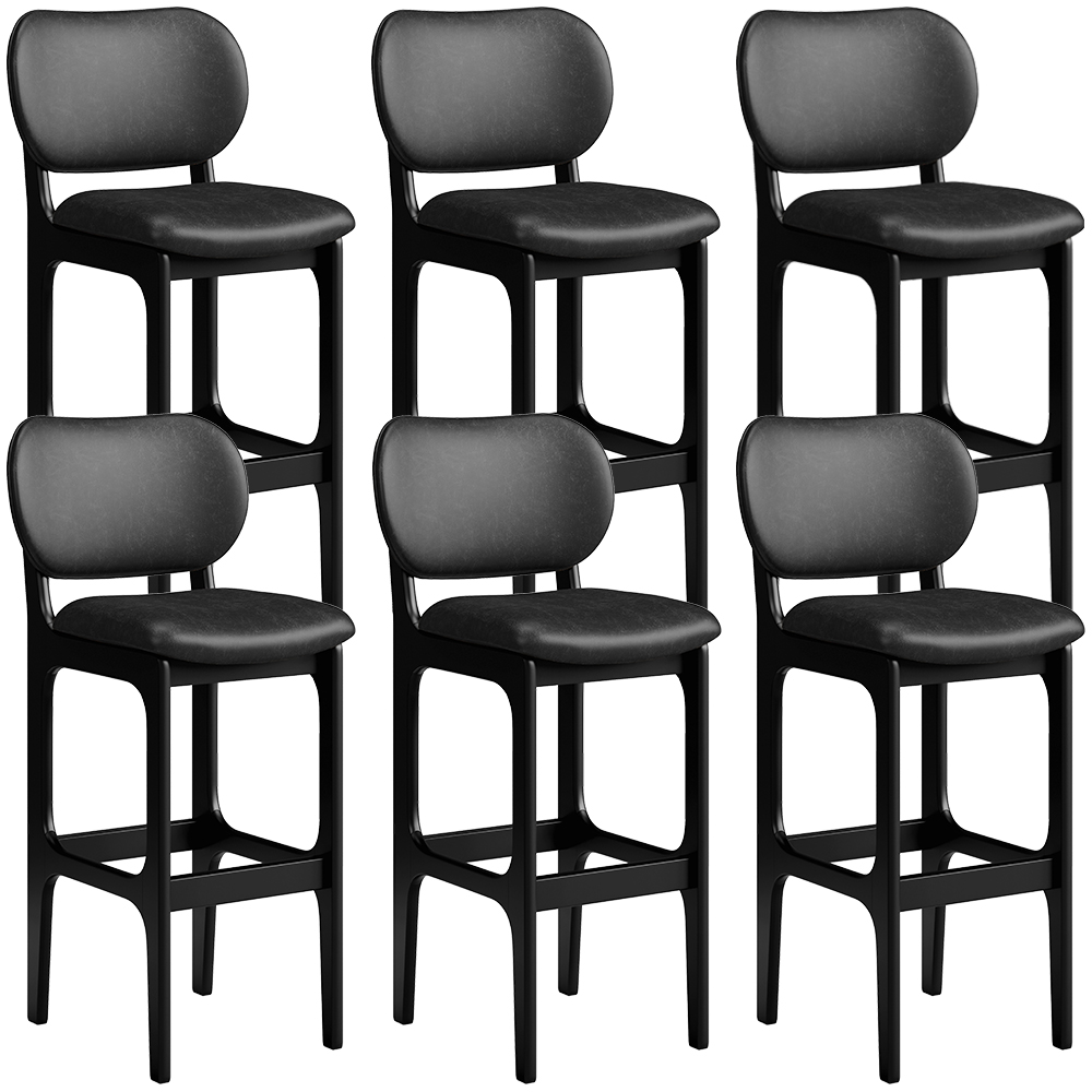 Kit 06 Banquetas Alta Para Cozinha Madeira Fixa Betta L02 Preto Couríssimo Preto - Lyam Decor