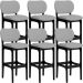 Kit 06 Banquetas Alta Para Cozinha Madeira Fixa Betta L02 Preto Facto Cinza - Lyam Decor