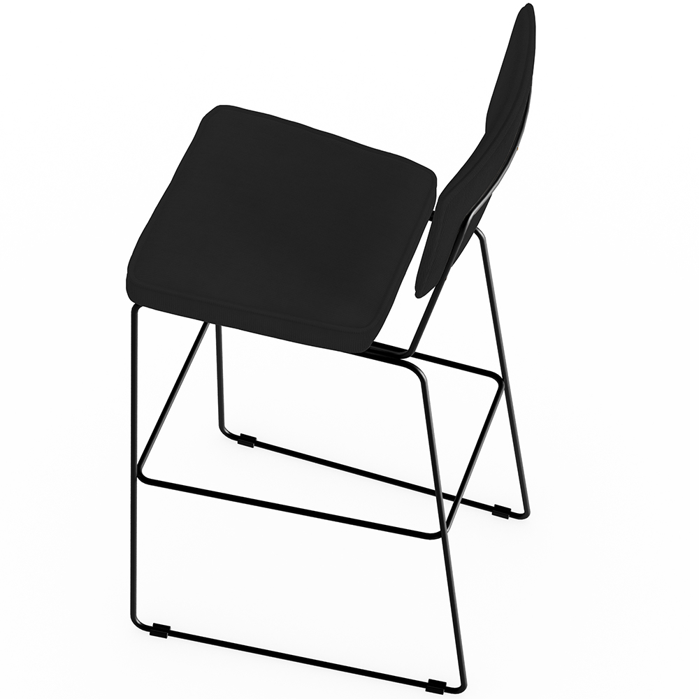 Kit 06 Banquetas Alta Para Cozinha Sala De Jantar Base Em Aço Allana L02 Suede Preto - Lyam Decor