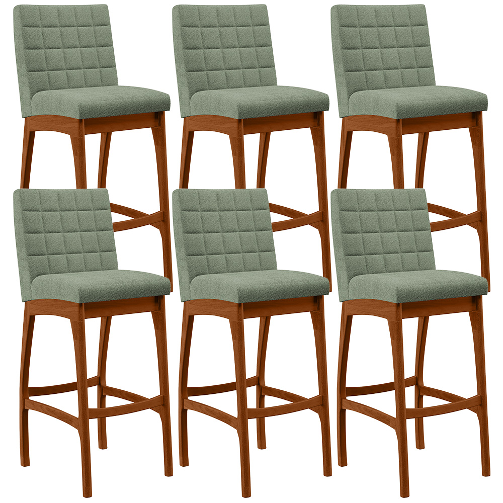 Kit 06 Banquetas Alta Para Cozinha Sala De Jantar Fixa Mila L02 Bouclê Oliva - Lyam Decor