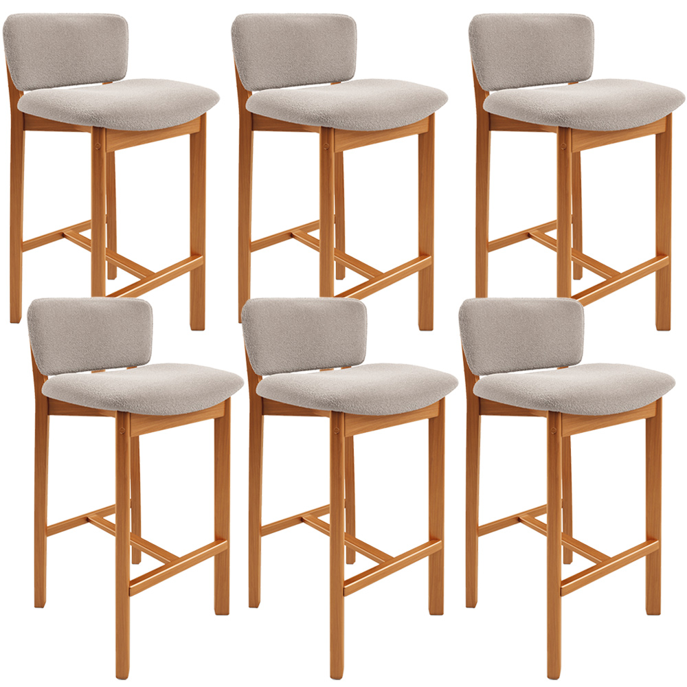 Kit 06 Banquetas Alta Para Cozinha Sala de Jantar Bar Dara L02 Bouclê Creme - Lyam Decor