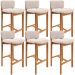 Kit 06 Banquetas Alta Para Cozinha Sala de Jantar Bar Dara L02 Suede Bege - Lyam Decor