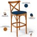 Kit 06 Banquetas Altas Cozinha Bancada Bar Sala Jantar Estofada Ávila L02 Suede Azul Marinho - Lyam