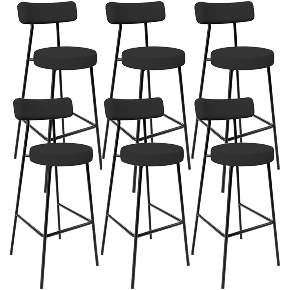 Kit 06 Banquetas Altas Cozinha Bar Sala De Jantar Em Aço Milão L02 Bouclê Preto - Lyam Decor