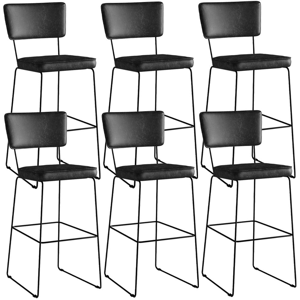 Kit 06 Banquetas Altas Cozinha Sala Jantar Base Em Aço Fixa Allana L02 Couríssimo Preto - Lyam Decor