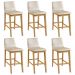 Kit 06 Banquetas Altas Estofada Para Cozinha Sala De Jantar Fixa Elis B05 Facto Bege - Lyam Decor