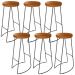 Kit 06 Banquetas Altas Industrial Para Cozinha Sala de Jantar Maia D01 Peroba Rosa - Lyam Decor
