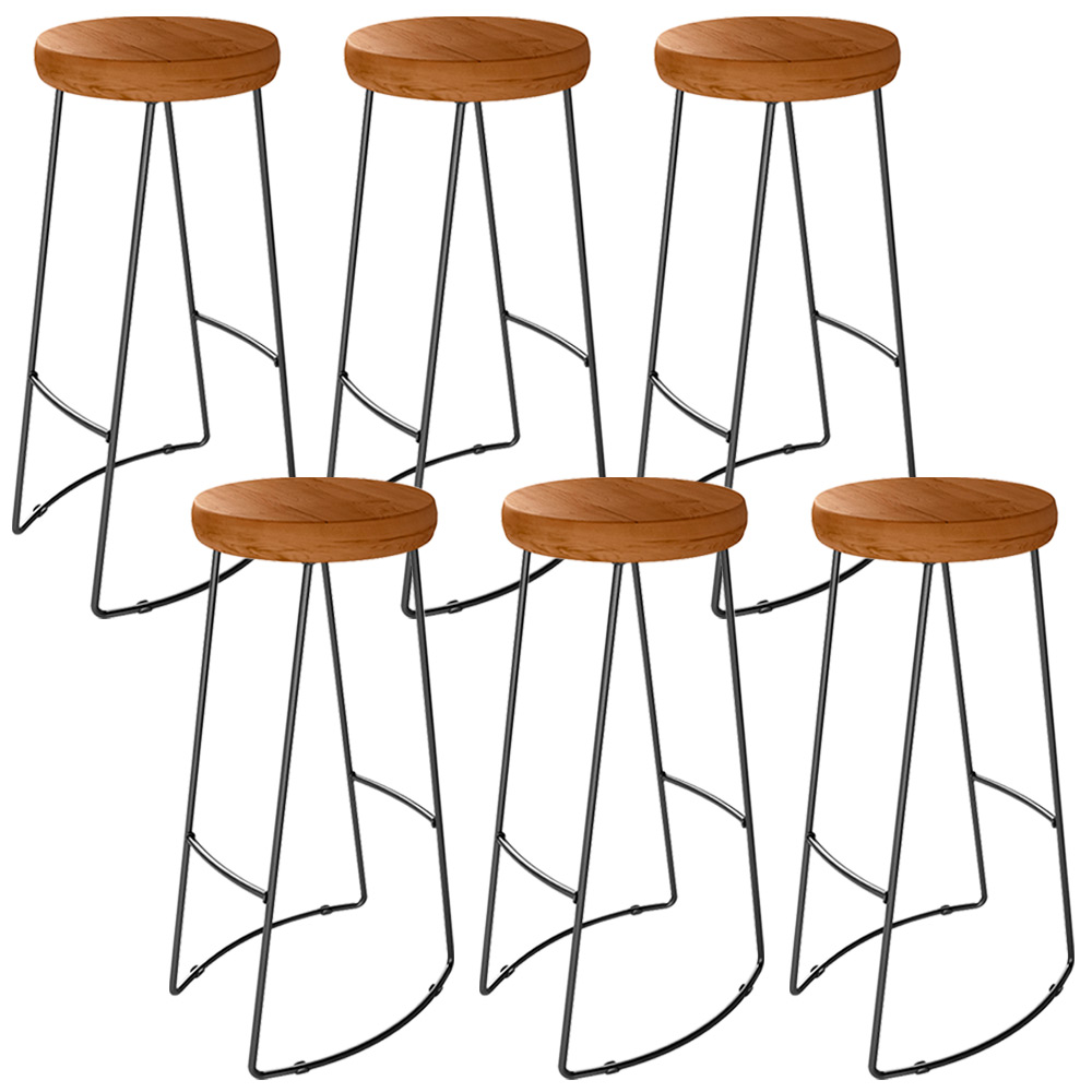 Kit 06 Banquetas Altas Industrial Para Cozinha Sala de Jantar Maia D01 Peroba Rosa - Lyam Decor