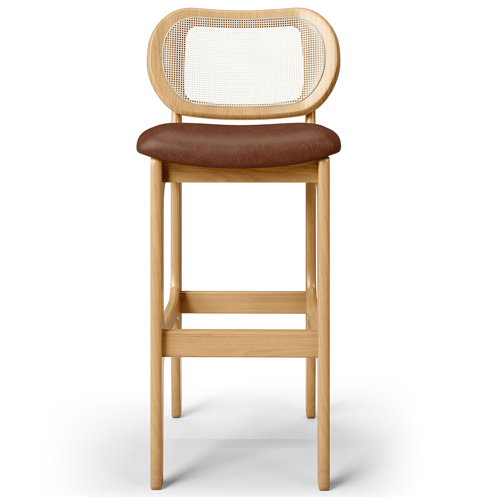 Kit 06 Banquetas Altas Para Cozinha Bancada Sala Tela Betta Fixa L02 Couríssimo Marrom - Lyam