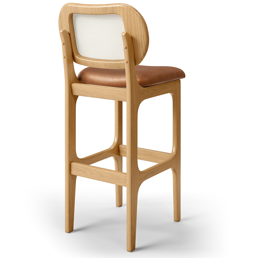 Kit 06 Banquetas Altas Para Cozinha Bancada Sala Tela Betta Fixa L02 Couríssimo Whisky - Lyam