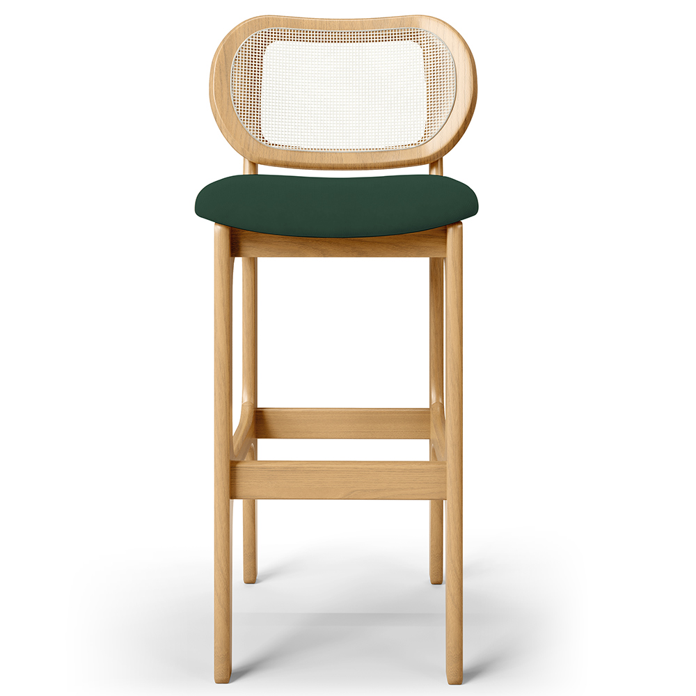 Kit 06 Banquetas Altas Para Cozinha Bancada Sala Tela Betta Fixa L02 Suede Verde Musgo - Lyam
