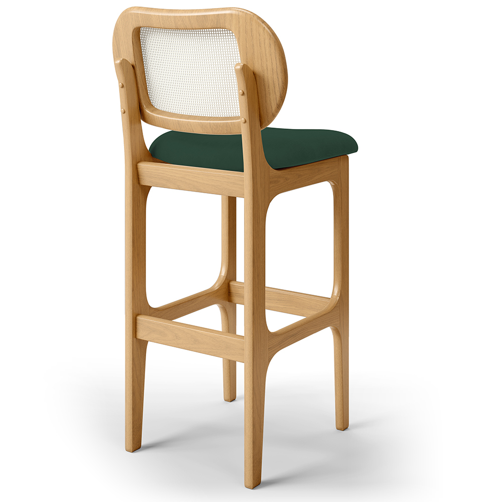 Kit 06 Banquetas Altas Para Cozinha Bancada Sala Tela Betta Fixa L02 Suede Verde Musgo - Lyam