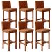 Kit 06 Banquetas Altas Para Cozinha Sala De Jantar Fixa Alya L02 Couríssimo Camel - Lyam Decor
