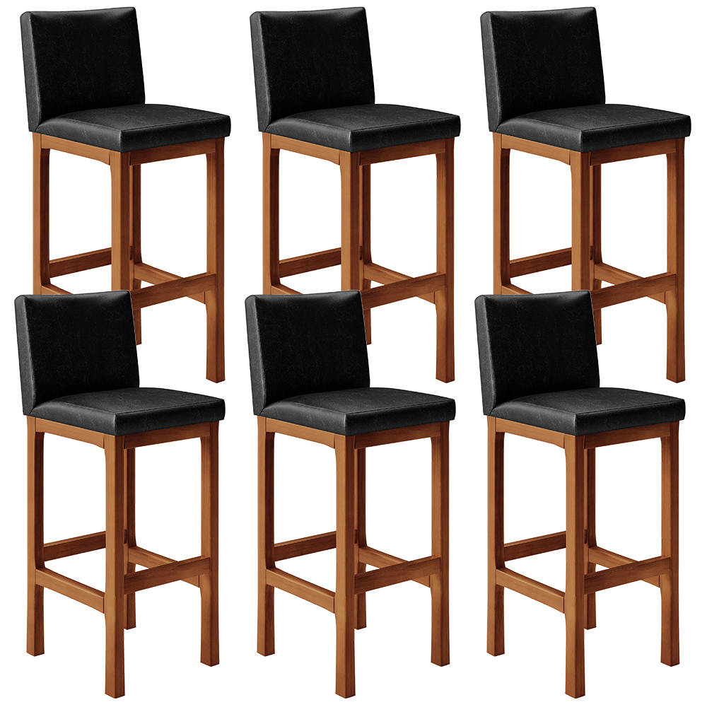 Kit 06 Banquetas Altas Para Cozinha Sala De Jantar Fixa Alya L02 Couríssimo Preto - Lyam Decor