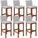 Kit 06 Banquetas Altas Para Cozinha Sala De Jantar Fixa Alya L02 Linho Cinza - Lyam Decor