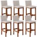 Kit 06 Banquetas Altas Para Cozinha Sala De Jantar Fixa Alya L02 Linho Cru - Lyam Decor