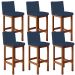 Kit 06 Banquetas Altas Para Cozinha Sala De Jantar Fixa Alya L02 Suede Azul Marinho - Lyam Decor