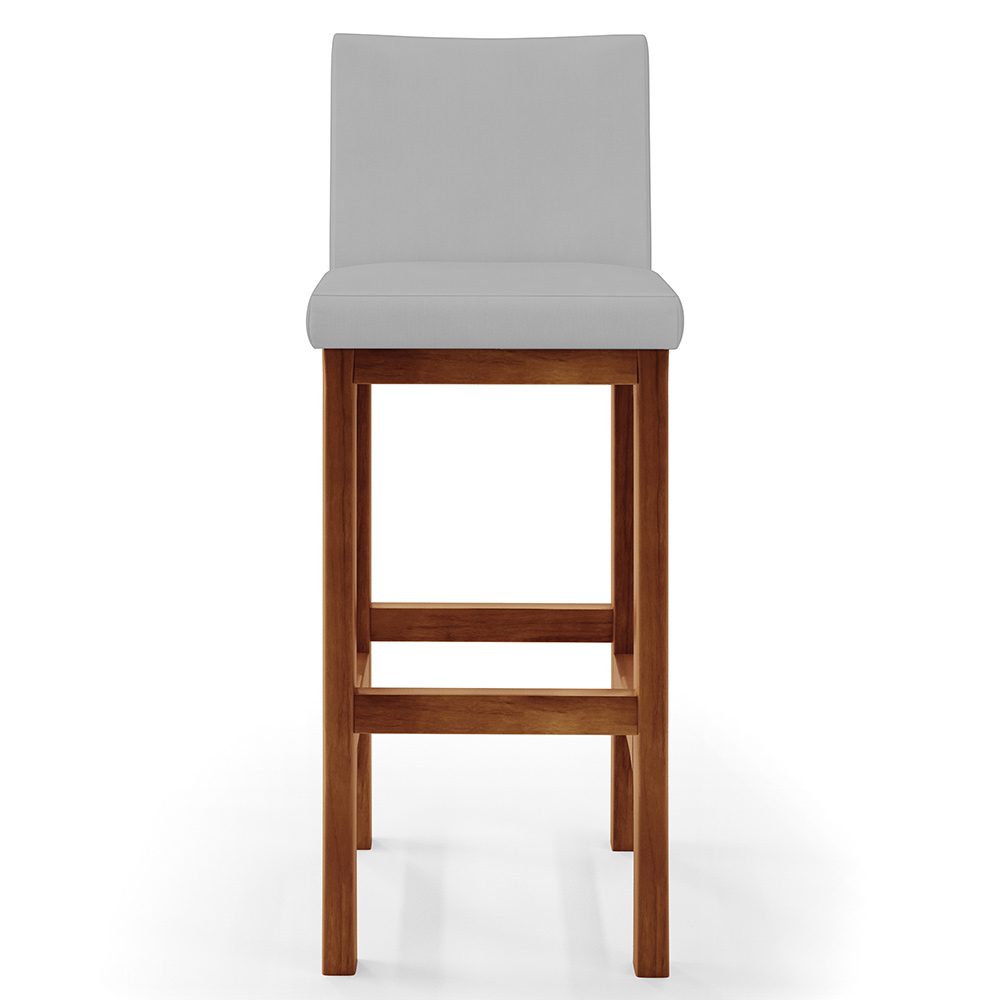 Kit 06 Banquetas Altas Para Cozinha Sala De Jantar Fixa Alya L02 Suede Cinza - Lyam Decor
