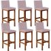 Kit 06 Banquetas Altas Para Cozinha Sala De Jantar Fixa Alya L02 Suede Rosê - Lyam Decor