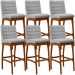 Kit 06 Banquetas Altas Para Cozinha Sala De Jantar Fixa Mila L02 Bouclê Cinza - Lyam Decor