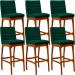 Kit 06 Banquetas Altas Para Cozinha Sala De Jantar Fixa Mila L02 Bouclê Verde - Lyam Decor