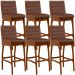 Kit 06 Banquetas Altas Para Cozinha Sala De Jantar Fixa Mila L02 Couríssimo Marrom - Lyam Decor