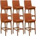 Kit 06 Banquetas Altas Para Cozinha Sala De Jantar Fixa Mila L02 Tecido Terracota - Lyam Decor