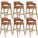 Kit 06 Banquetas Altas Para Cozinha Sala de Jantar Bar Suran L02 Couríssimo Camel - Lyam Decor