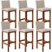 Kit 06 Banquetas Altas Para Cozinha Sala de Jantar Fixa Alya L02 Linho Bege - Lyam Decor