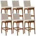 Kit 06 Banquetas Altas Para Cozinha Sala de Jantar Fixa Mila B04 Linho Cru - Lyam Decor